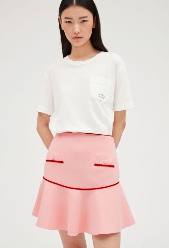 Clothes Claudie Pierlot  | Knit Short Skirt Dual-Color