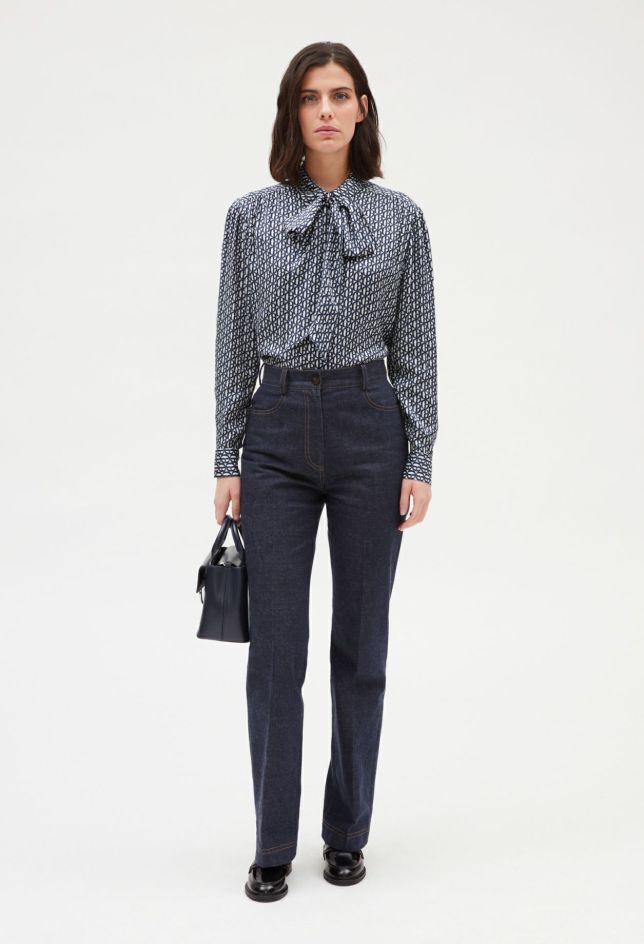 Clothes Claudie Pierlot  | Shirt With Removable Lavaliere Collar Light Print